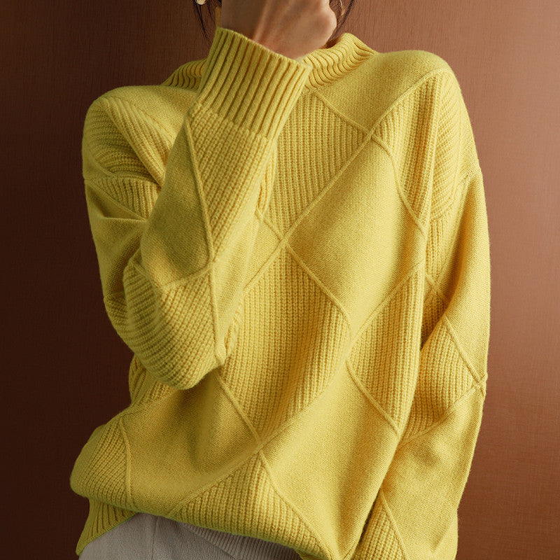 Cozy Diamond-Texture Knit Sweater