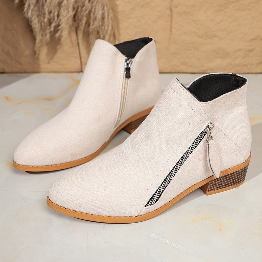 Suede Zipper Ankle Boots