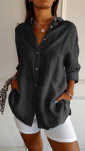 Casual Lapel Long Sleeve Pleated Shirt