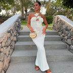 Sexy Crochet Halterneck Maxi Dress