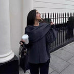 Women's Knitted Winter Cardigan - Elegant Short Coat with Asymmetrical Scarf Collar