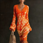 Vintage Print Wool Knit Dress