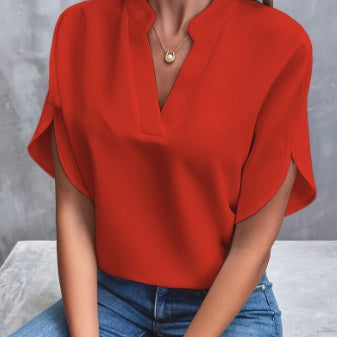 Soft V-Neck Flutter Sleeve shirt