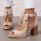 Elegant Bow Block Heel Sandals