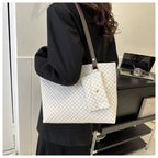 Vintage Checkered Large Capacity Shoulder Tote Bag
