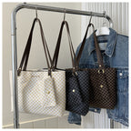 Vintage Checkered Large Capacity Shoulder Tote Bag