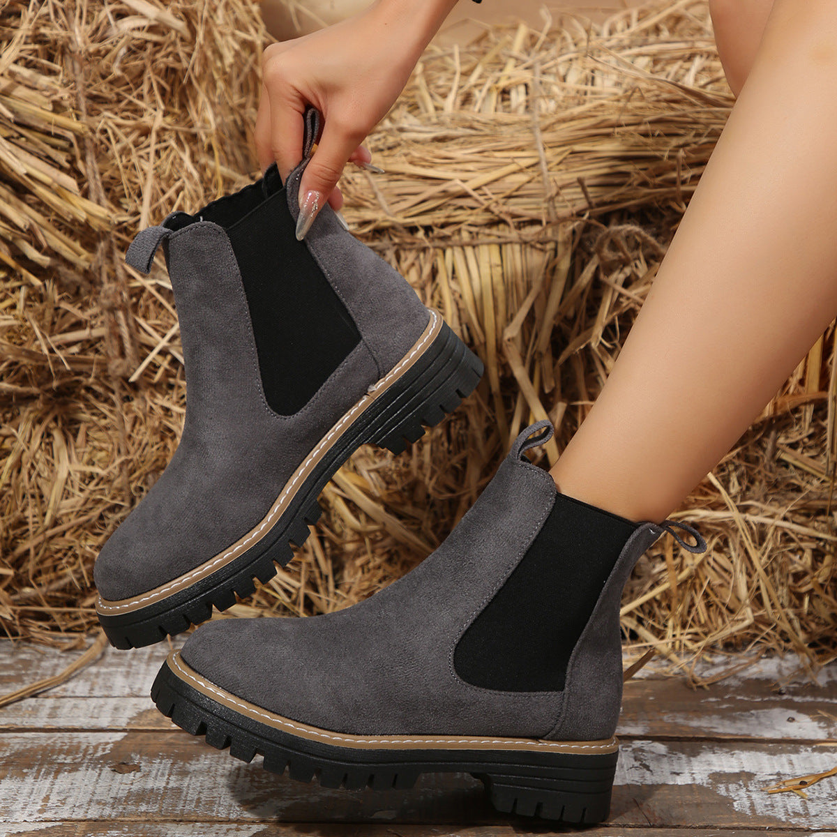 Frosted Suede Chelsea Boots