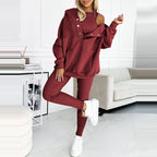 Women’s Casual 3-Piece Sport Suit | Oversized Hoodie, Padded Vest, and Slim Tapered Pants.