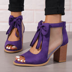Elegant Bow Block Heel Sandals