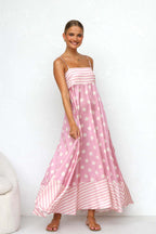 Striped dress with open back belt