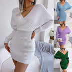 Cozy Chic V-Neck Knit Sweater Dress