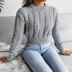 Sophie Cropped Cable-Knit Sweater | Thick Twist Knit Pullover