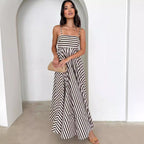 Striped dress with open back belt