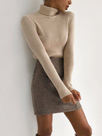 Women's Premium Ribbed Turtleneck Sweater - Slim Fit Long Sleeve Knit Pullover