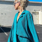 Loose Shirt & Straight-Leg Trousers Set