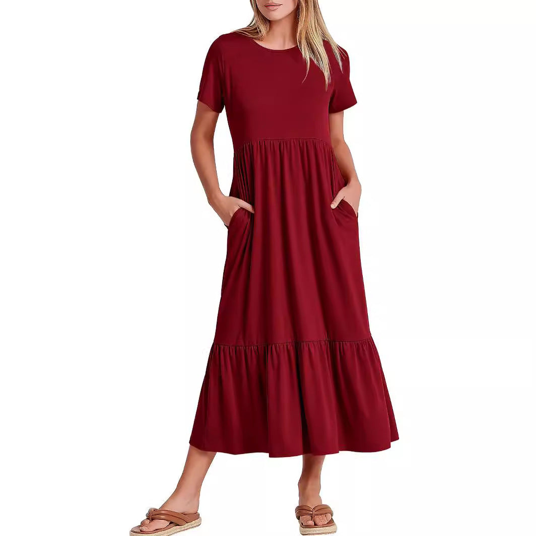 Women's Casual Round Neck Ruffle Dress