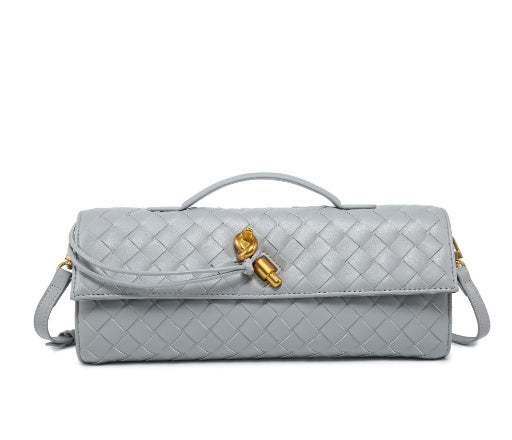 Two Way Woven Flap Clutch Shoulder Bag