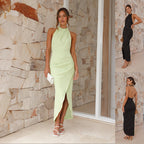 Elegant Halter Neck Backless Maxi Dress