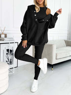 Women’s Casual 3-Piece Sport Suit | Oversized Hoodie, Padded Vest, and Slim Tapered Pants.