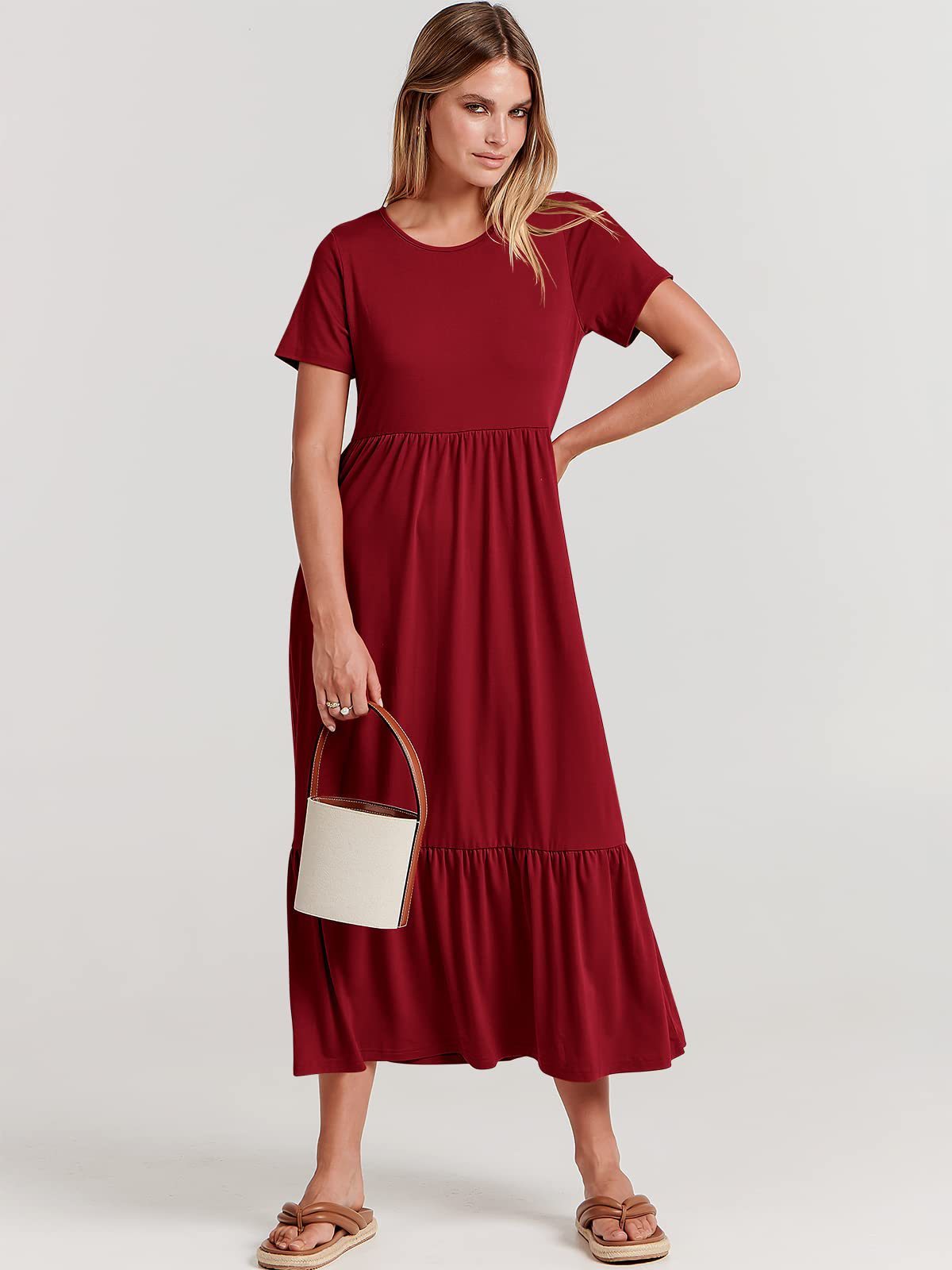 Women's Casual Round Neck Ruffle Dress