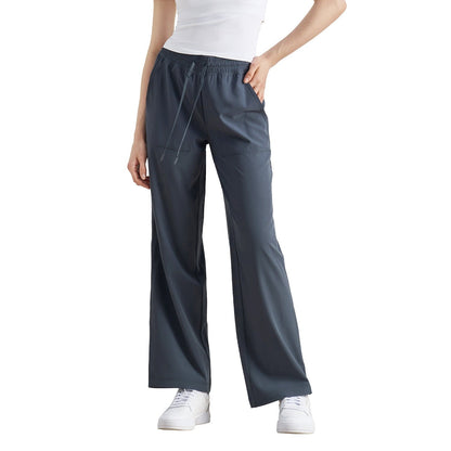 Women's High-Waist Wide-Leg Paratrooper Pants - Casual Drawstring Baggy Trousers