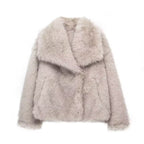 Winter Luxury Fur Lapel Winter Plush Coat
