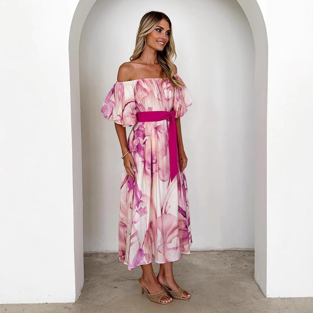 Off-the-shoulder floral maxi dress