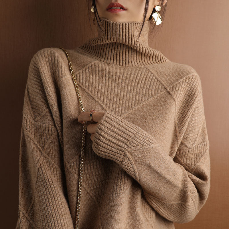 Cozy Diamond-Texture Knit Sweater