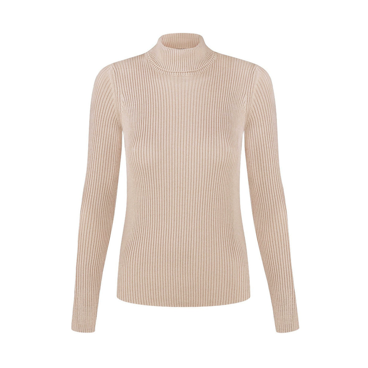 Women's Premium Ribbed Turtleneck Sweater - Slim Fit Long Sleeve Knit Pullover