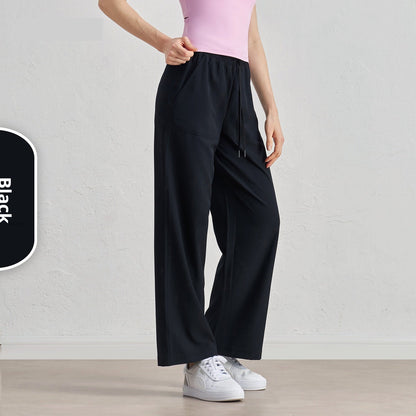 Women's High-Waist Wide-Leg Paratrooper Pants - Casual Drawstring Baggy Trousers